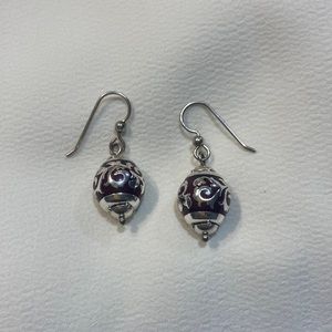 Brighton Maroon Red Filigree Orb Dangle Earrings